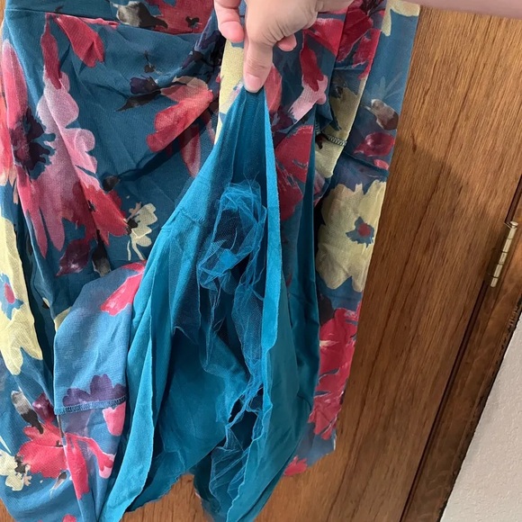 Weston Wear Teal and Floral Mini Dress - Picture 5 of 5